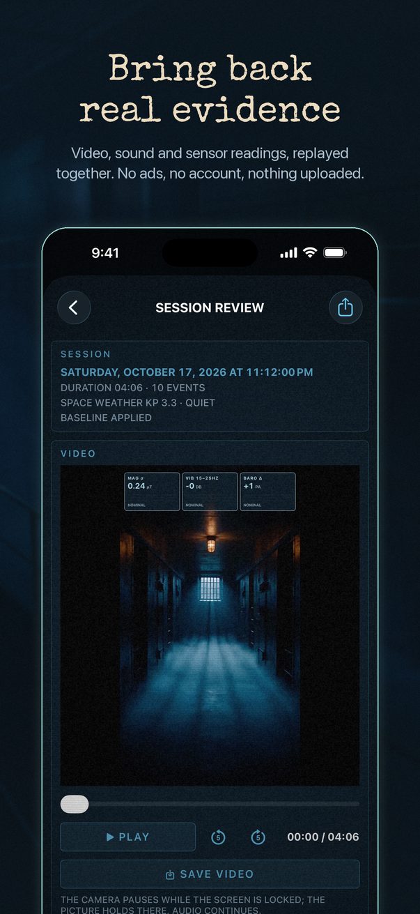 Session review with video and sensor readings