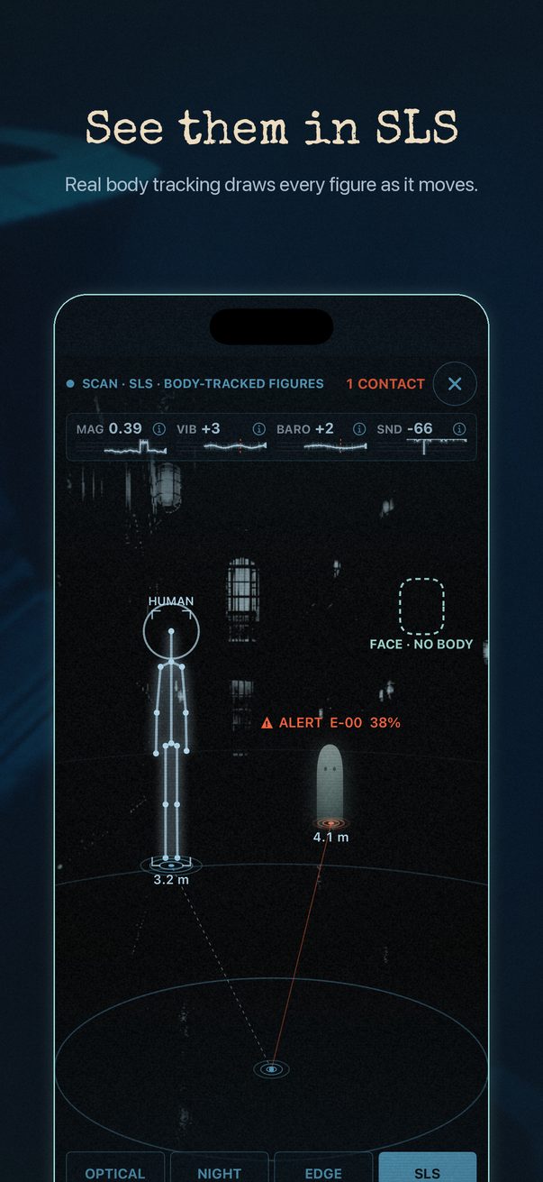 SLS view drawing a tracked figure as a stick body